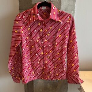 Vintage Red and Yellow Patterned Shirt XS